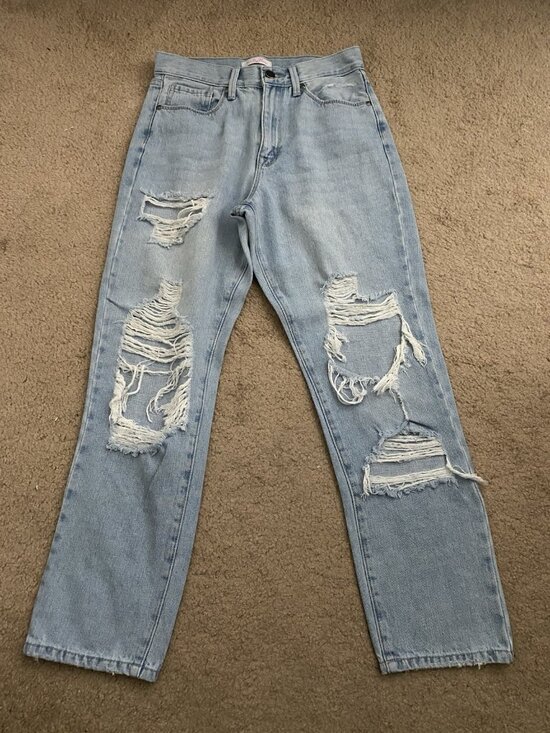 Just Black Denim - Women's JBD By Just Black Denim Light Wash Distressed Straight Leg Jeans Sz 27